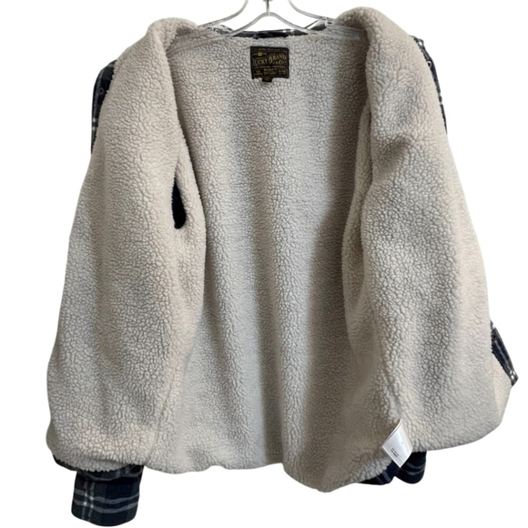Lucky Brand Sherpa-Lined Plaid Flannel Jacket - Blue and Gray, Size Men’s Large - Picture 7 of 15